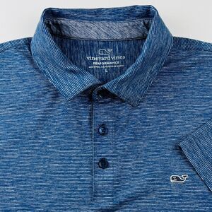 Vineyard Vines Blue Stripe Polo Shirt Mens Large